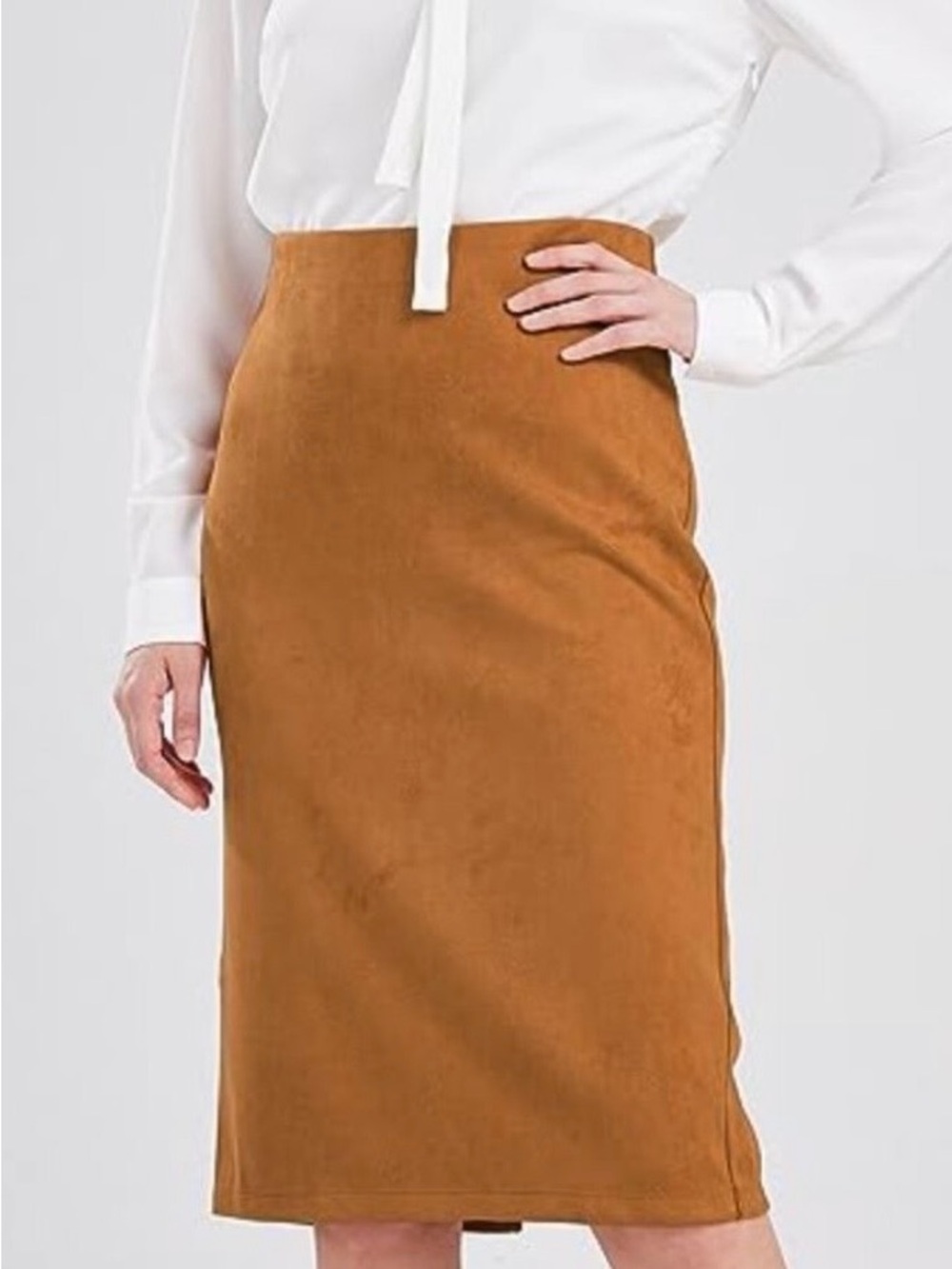 Antonio Melani Faux suede high-waisted lightweight pencil skirt